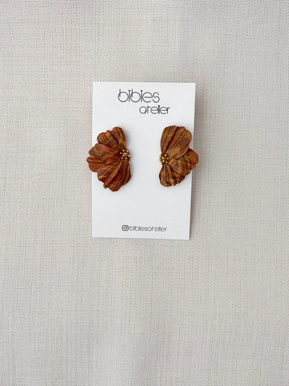 Sculptural Polymer Clay Marbled Flower Statement Earrings