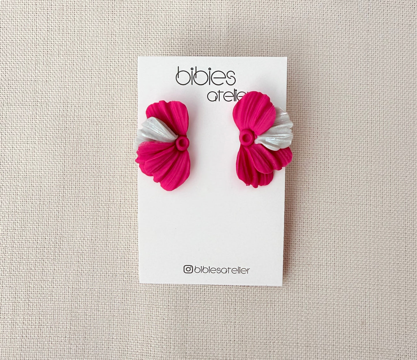 Polymer Clay Ear Jacket Earrings, Abstract Ruffled Flower Studs
